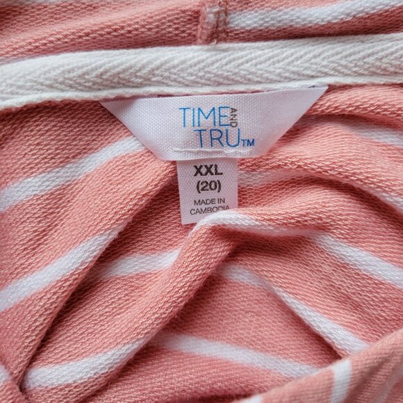 Time Tru Womens Top XXL 20 Hoodie Lightweight Pink Stripe Lightweight STR2E - Picture 8 of 9